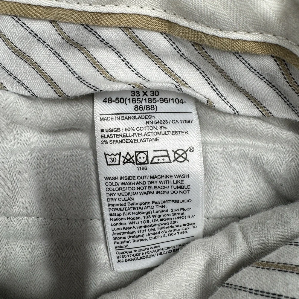 Banana Republic Aiden Slim Fit Chino Pants Olive Green Tapered Leg Men's 33x30 - Picture 5 of 13